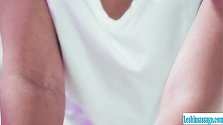 Brunette masseuse licks her milf client