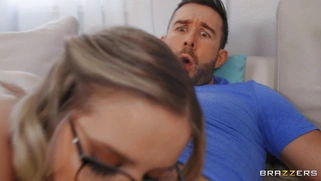 Codi Vore in glasses gives nice blowjob to Will Pounder