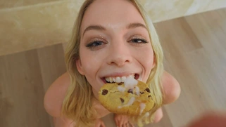 Lily Larimar eats cookie with sperm