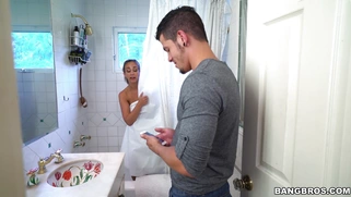 Layla London noticed her stepbrother spying on her in the bathroom