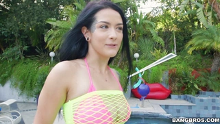 Katrina Jade in fishnets and bikini shows off her perfect curves