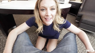 Blonde Mona Wales is sucking dick in POV