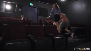 Ashley Lane is sucking cock in cinema