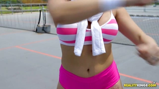 Cristi Ann working out before a tennis match