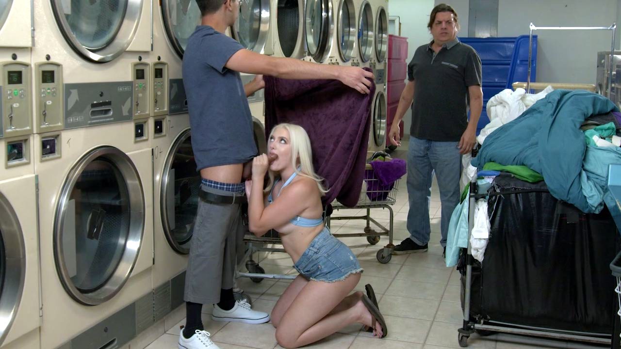 Gia OhMy is sucking Diego Perezs cock in the laundry - Porn Movies - 3Movs