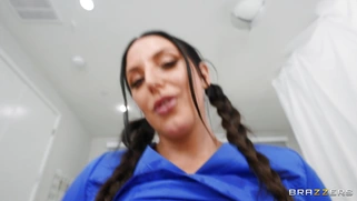 Angela White is fucking hard dick with her big tits in POV