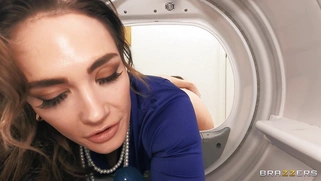 Katie Kush got stuck in washing machine and fucked doggystyle