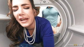 Katie Kush got stuck in washing machine and fucked doggystyle