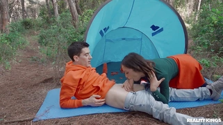 Noa Tevez is sucking Jordi's cock in the forest