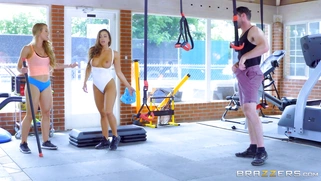 Fitness instructor Nicole Aniston caught Abigail Mac taking Charles's cock
