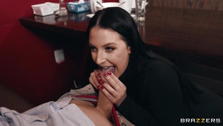 Angela White is sucking Jordi's cock on a blind date