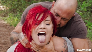 Sabien DeMonia gets double penetrated outdoors