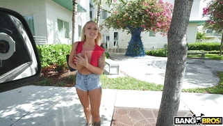 Elana Bunnz is getting picked up outdoors