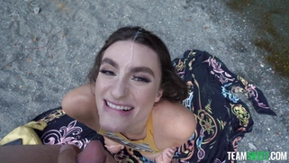 Mia Taylor gets facialed in POV outdoors