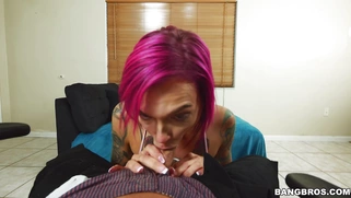 Anna Bell Peaks using her huge jugs to titty fuck and deepthroating balls deep