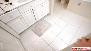 MILF mom jerking off stepsons huge dick