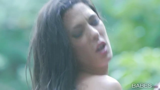 Alexa Tomas rides hard cock in the forest