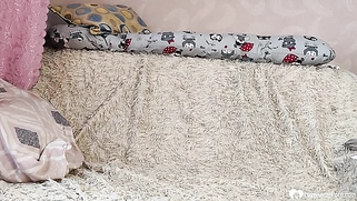 Cute pregnant babe and her new toy