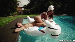 Charley Hart gets pounded on a floating swan