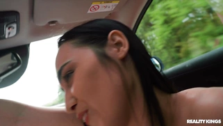 Alice Hernandez is sucking Kristof Cale's cock in the car