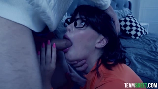 Rissa May in glasses is sucking Will Pounder's cock