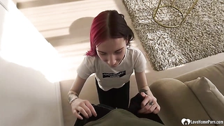 Babe with dyed hair loves a cock