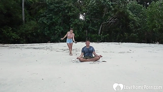 Meditation on the beach ended with a blowjob