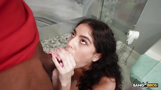 Angel Gostosa is sucking Jonathan Jordan's black monster cock