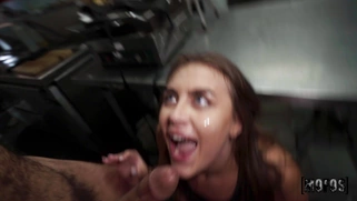 Selina Bentz got jizz on her tongue from the black cock