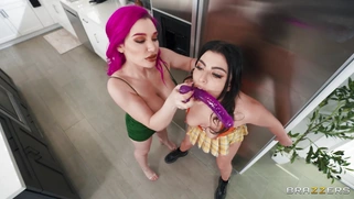Lily Lou and Gal Ritchie have the nice time with the dildo