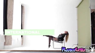 German blondie taking off her lingerie