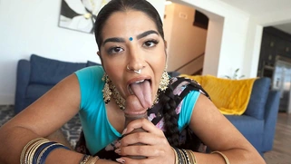 Jasmine Sherni is sucking black cock in POV