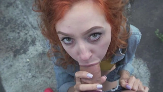 Redhead Cherry Candle is sucking cock in POV