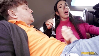 Laura Fiorentino is sucking Michael Fly's cock in the car