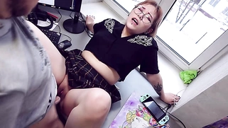 Nerdy girl prefers fucking hard over studying