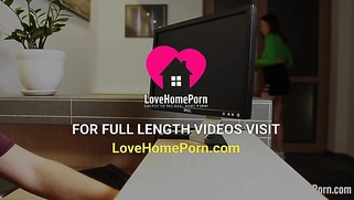 Fucking a redhead behind her working desk