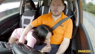 Giulia Diamond is sucking cock on the driver's seat