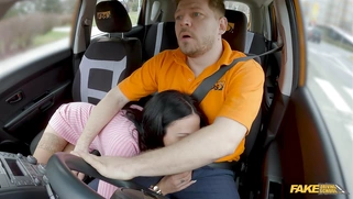 Giulia Diamond is sucking cock on the driver's seat