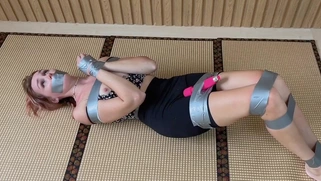 Using tape and vibrator to please her