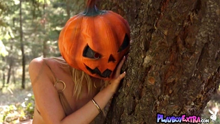 Petite nude blondie celebrated Halloween