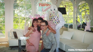 Easter Bunny fucks Avi Love behind the backs of her parents