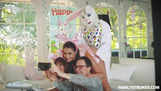Easter Bunny fucks Avi Love behind the backs of her parents