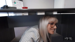 Katee V gets fucked standing in the office