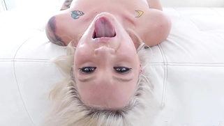 Kinky petite babe Dakota Skye throatfucked by big cock