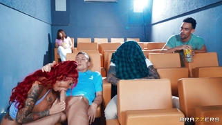 Redhead Niky Bimbodoll is sucking Charlie Dean's cock