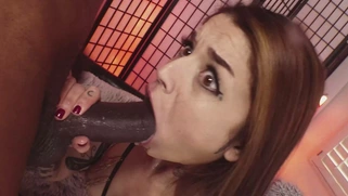 Vanessa Vega is sucking huge black cock and licking balls