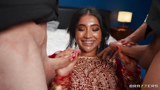 Yasmina Khan gives blowjob to Xander Corvus and Bilbo Shaggins