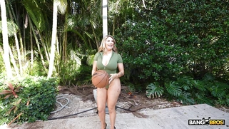 Abby Rose and Kaby Snow are playing strip horse outdoors