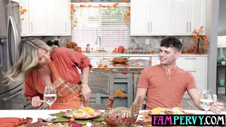 MILF stepmother stuffed like a turkey