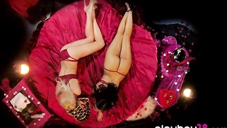 Passionate lesbian teen massaging her GF